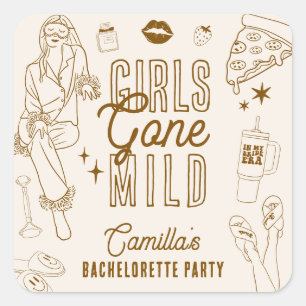 Sticker Carré Fête de Filles Adieu Vierge Spa Pyjama