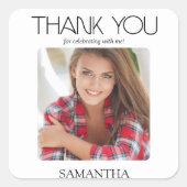 Sticker Carré Fête de fin d'études Photo moderne Merci (Devant)