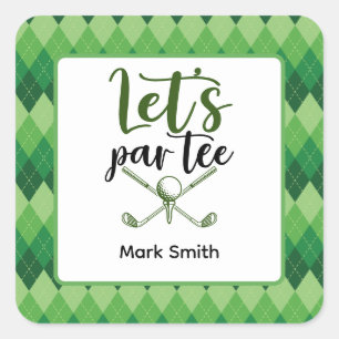 Sticker Carré Fête de golf vert argyle