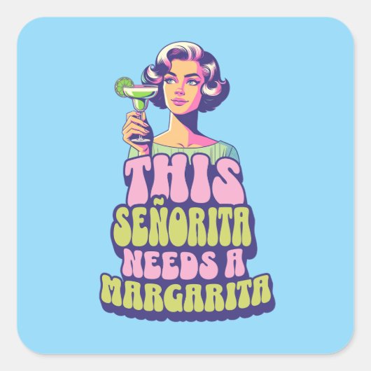 Sticker Carré Fête de la Margarita Fiesta Cocktail (Devant)