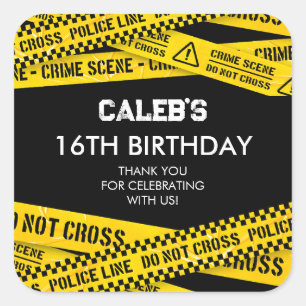 Sticker Carré Fête de la police avec des rubans jaunes interdisa