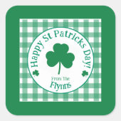 Sticker Carré Fête de la Saint-Patrick NOM Trèfle Irlandais Vert (Devant)