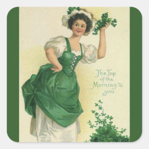 Sticker Carré Fête de la Saint-Patrick vintage Irlandaise aux tr