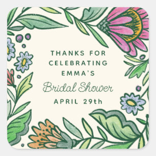 Sticker Carré Fête de mariage artistique scandinave florale