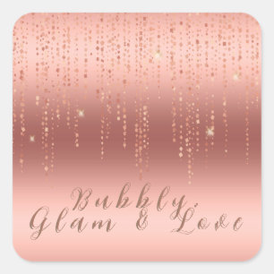 Sticker Carré Fête de mariage avec confettis rose gold