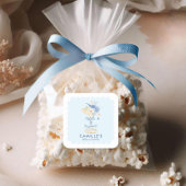 Sticker Carré Fête de mariage avec des Pétales Bleus et Prosecco