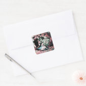 STICKER CARRÉ FÊTE DE MARIAGE BLACK BLEU RED BICYCLE (Enveloppe)