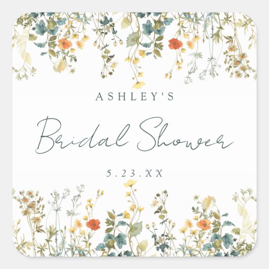 Sticker Carré Fête de mariage champêtre élégante (Devant)