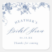 Sticker Carré Fête de mariage floral bleu (Devant)