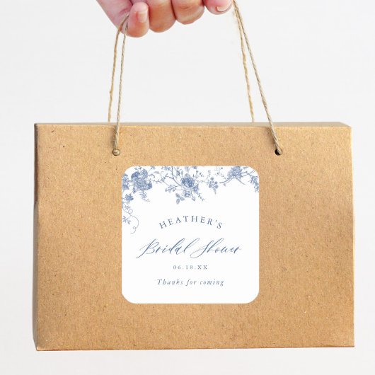 Sticker Carré Fête de mariage floral bleu