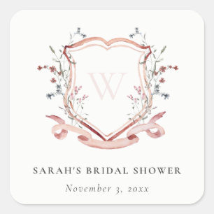 Sticker Carré Fête de mariage floral couronne aquarelle rose sau