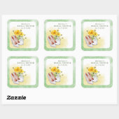 Sticker Carré Fête de mariage floral jaune (Feuille)