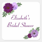 Sticker Carré Fête de mariage floral Paeony Violet (Devant)