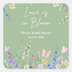 Sticker Carré Fête de mariage Floral Spring Love is in Bloom