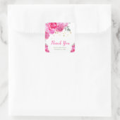 Sticker Carré Fête de mariage Florale Rose Chaud (Sac)