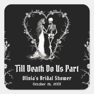 Sticker Carré Fête de Mariage Halloween Jusqu'à ce que la Mort N