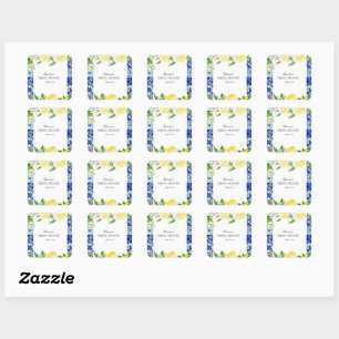 Sticker Carré Fête de mariage italien Citron Carrelage Bleu 