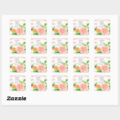 Sticker Carré Fête de Mariage Moderne Citrus Pamplemousse Rose O (Feuille)