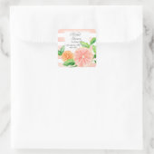 Sticker Carré Fête de Mariage Moderne Citrus Pamplemousse Rose O (Sac)