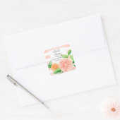Sticker Carré Fête de Mariage Moderne Citrus Pamplemousse Rose O (Enveloppe)