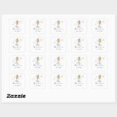 Sticker Carré Fête de Mariage Perles & Prosecco (Feuille)