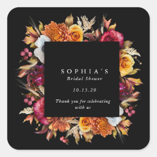 Sticker Carré Fête de mariage romantique florale automnale sombr