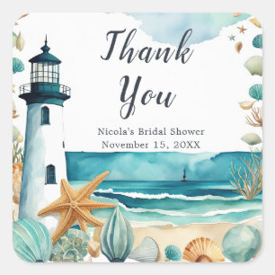 Sticker Carré Fête de mariage thème phare nautique