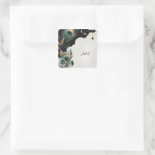 Sticker Carré Fête de Mariée Rustique Ciel Asiatique Nuage Paon (Sac)