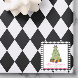 Sticker Carré Fête de Noël à l'aquarelle Prépa Glamour Clair