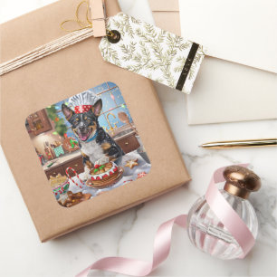 Sticker Carré Fête de Noël australienne des fêtes de bétail