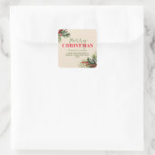 Sticker Carré Fête de Noël beige : Holly et Pine (Sac)