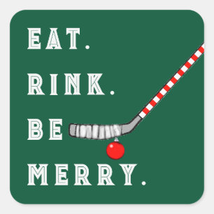 Sticker Carré Fête de Noël de Hockey