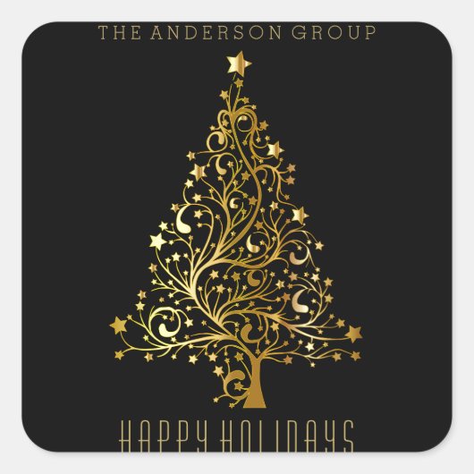 Sticker Carré Fête de Noël d'or d'entreprise moderne (Devant)