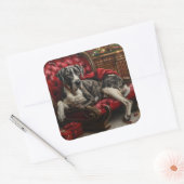 Sticker Carré Fête de Noël du chien Danse (Enveloppe)