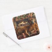 Sticker Carré Fête de Noël du chien de Rhodesian Ridgeback (Enveloppe)