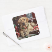 Sticker Carré Fête de Noël du chien du Labrador (Enveloppe)