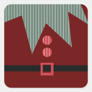 Sticker Carré Fête de Noël Elf Suit