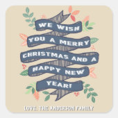 Sticker Carré Fête de Noël Floral Whimsical (Devant)