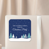 Fête de Noël personnalisée Arbres d'hiver bleu