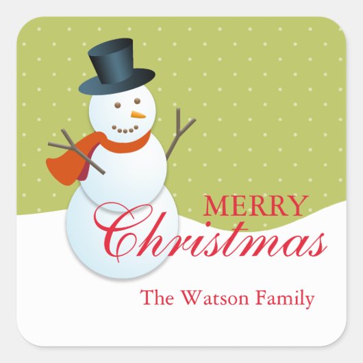Sticker Carré Fête de Noël vert du snowman nord (Devant)