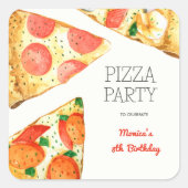 Sticker Carré Fête de pizza Watercolor (Devant)