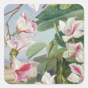 Sticker Carré Fête de printemps florale rose Paix Amour Destinée