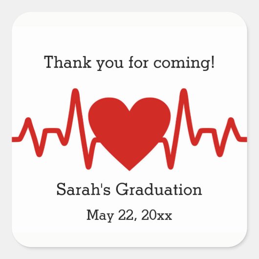 Sticker Carré Fête de remise de diplômes de l'infirmière faveur  (Devant)