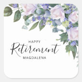 Sticker Carré Fête de retraite florale bleue élégante  (Devant)