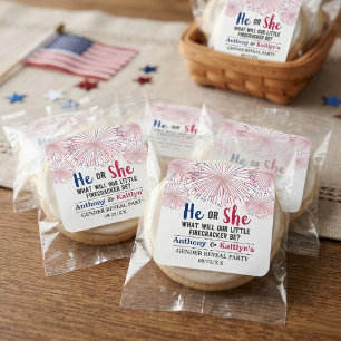 Sticker Carré Fête de révélation du sexe pour le 4 juillet avec 