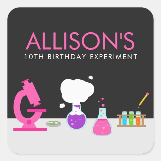 Sticker Carré Fête de science girly (Devant)