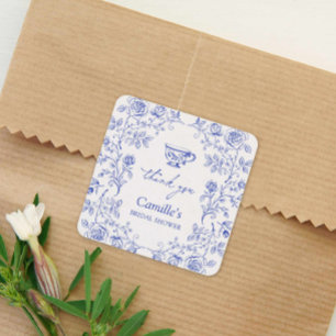 Sticker Carré Fête de thé bleu Remerciement pour la soirée de ma