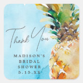 Sticker Carré Fête des mariées d'ananas tropicale dynamique Favo (Devant)