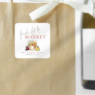 Sticker Carré Fête des mariées D'Aquarelle Fraîche Du Marché