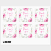 Sticker Carré Fête des mariées d'aquarelle rose Merci (Feuille)